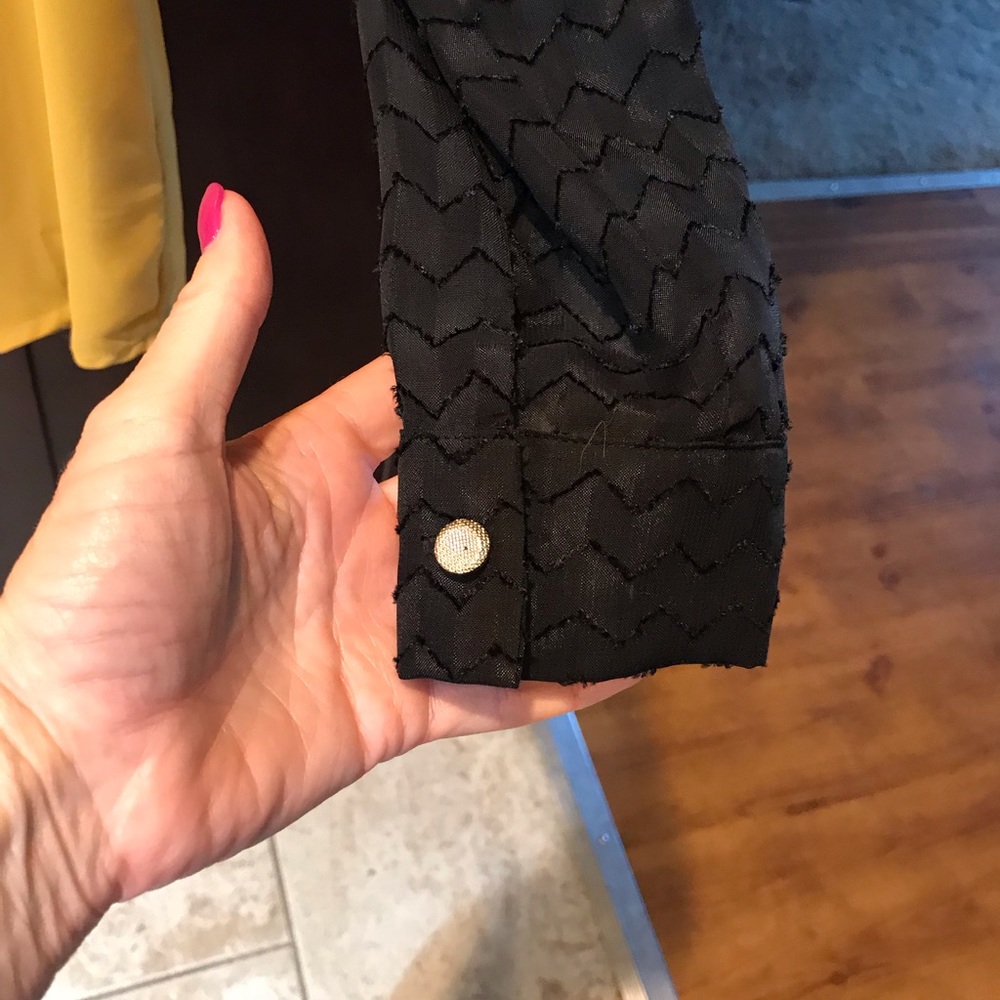 Jealous Tomato mustard and black sheer blouse - Picture 4 of 6